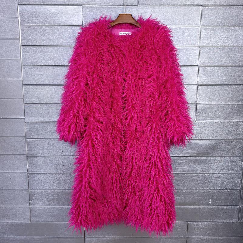 Источник Имитация меха мех пляжная шерсть удлиненная шерстяная куртка цвет колено длинный