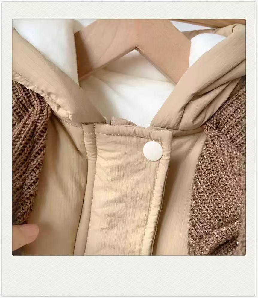 Fashionable Winter Warm Fleece-Lined Baby Girl Cotton Romper & Jacket