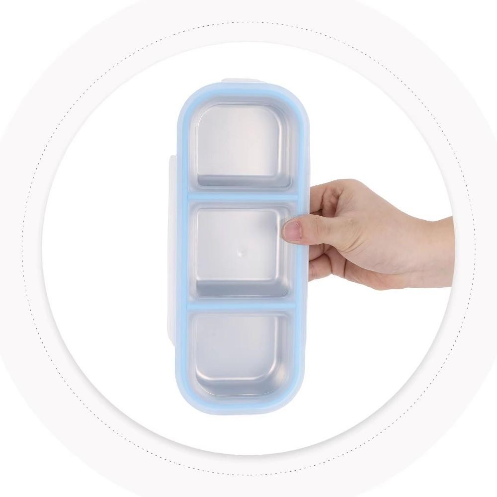 Reusable Food Storage Container Leakproof Seasoning Tray Stainless Steel Lunch Box Office