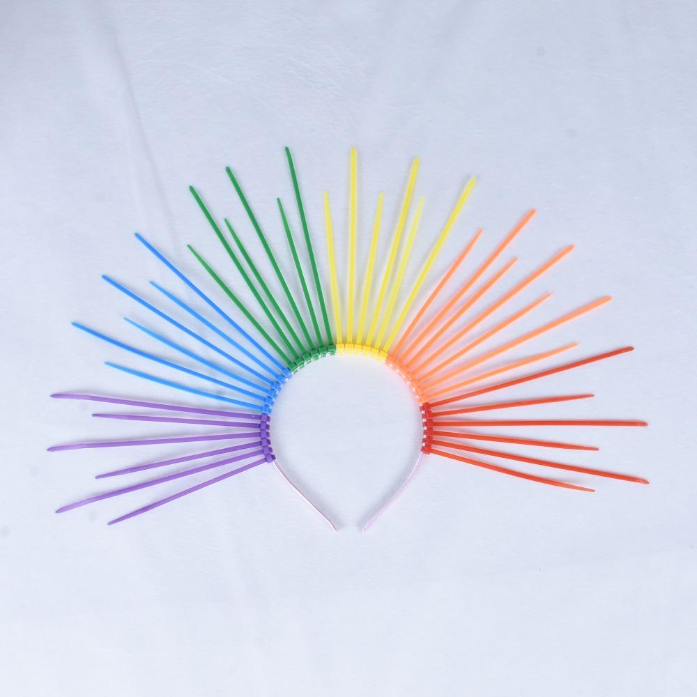 Преувеличенная радужная повязка на голову, повязка на голову богини солнца, модный красочный цветочный обруч для волос, парад