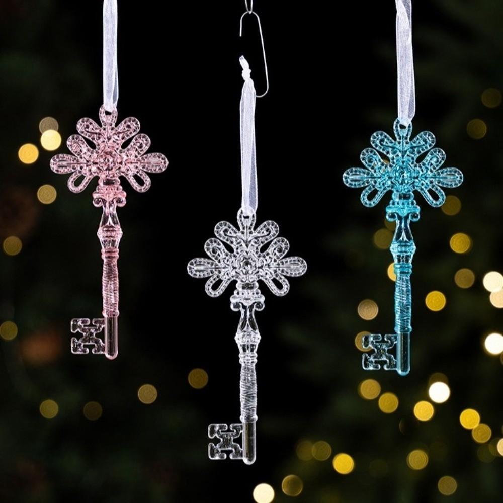 6Pcs DIY Christmas Icicle Pendants Transparent Xmas Tree Hanging Pendant New Year Decor