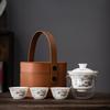 Ceramic mutton fat jade porcelain portable travel tea set set, white souvenir, business gift
