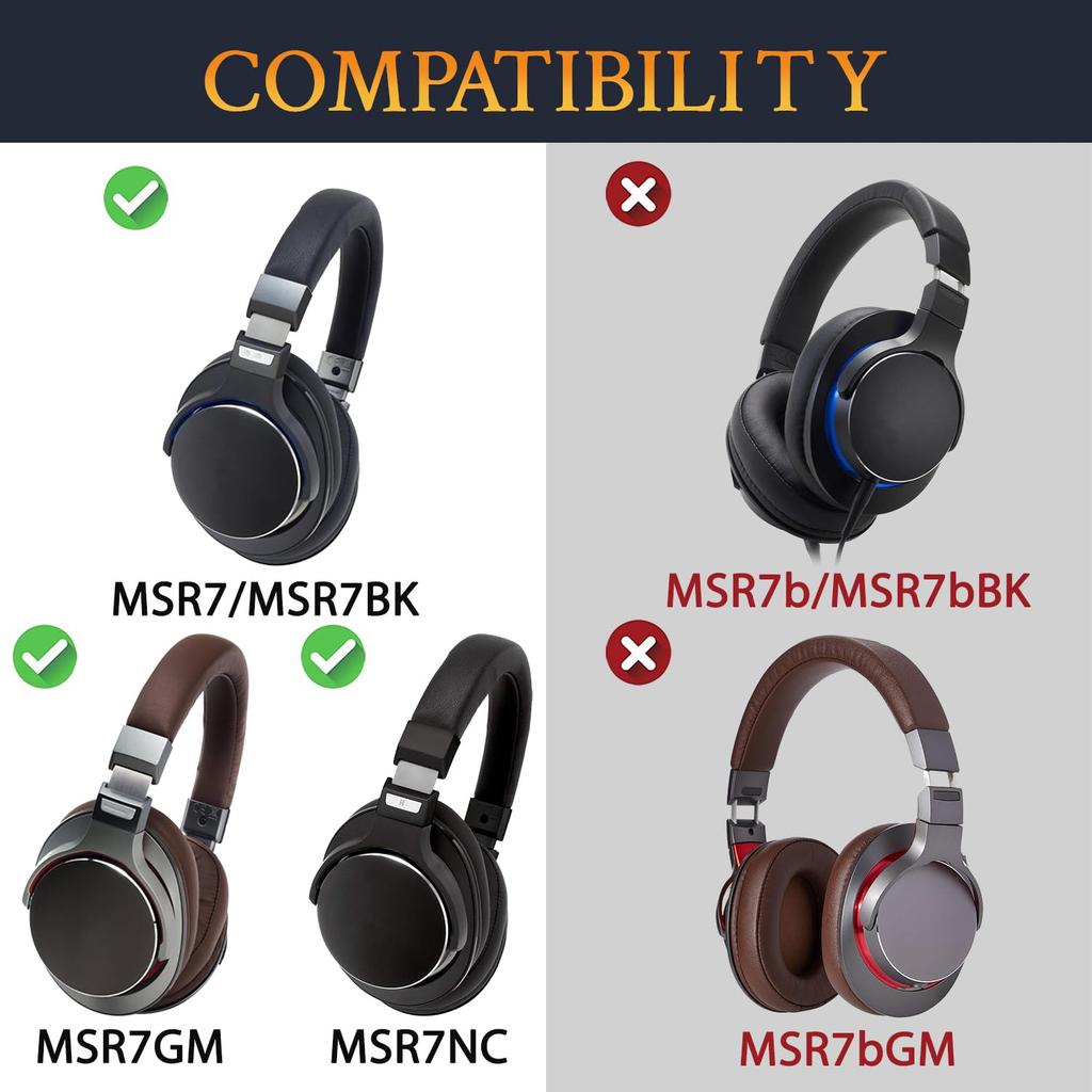 SOULWIT Headband Cover for Audio Technica ATH MSR7GM Protective Case Compatible with Protein Leather Replacement Headphone Cover Repair Head Strap