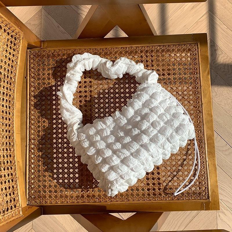 Elegant Women's Cloud Bag In Soft Nylon With Unique Pleated And Checkered Patterns