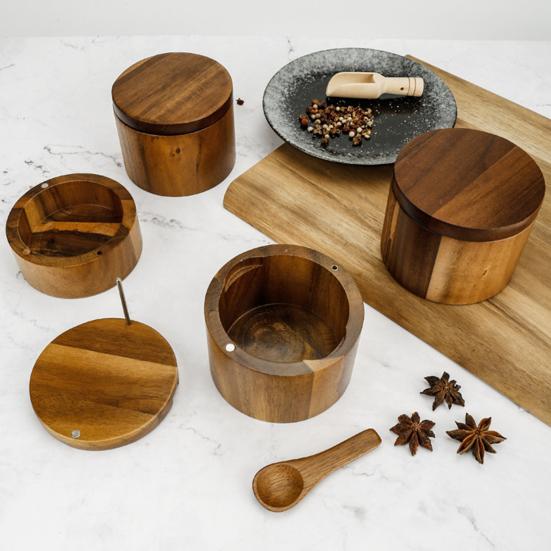 2-слойная солонка и перечница с ложкой, магнитная поворотная крышка, пылезащитная коробка для приправ, вращающийся дизайн, кухонный помощник для сервировки