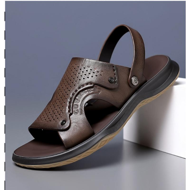 Fashion Summer Fashion Leather Soft Soled Men's Sandals Designer Leather Casual Beach Men Shoes Platform Slippers Male Zapatillas Hombre