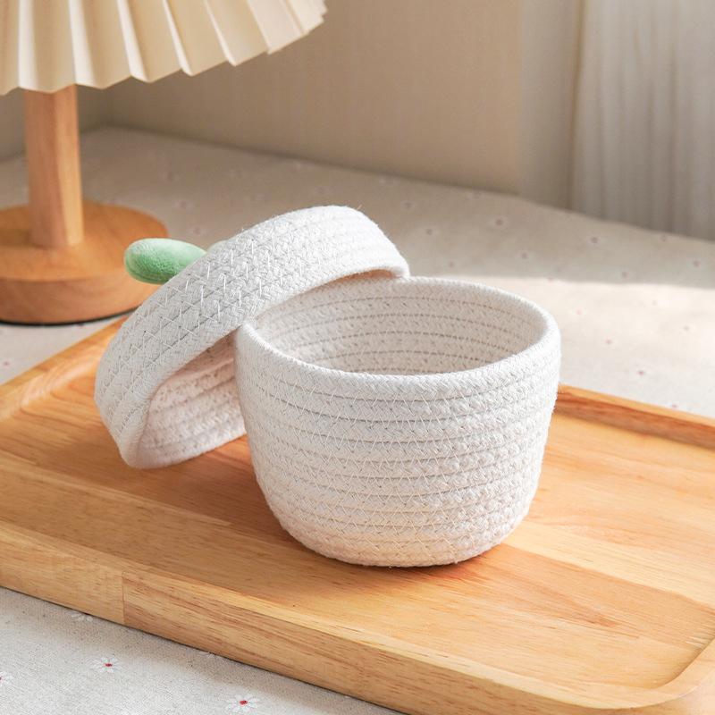 1 шт. плетеная корзина для хранения косметики, многофункциональный органайзер для ювелирных изделий, симпатичная плетеная корзина из хлопковой веревки, современный стиль, 2 стиля