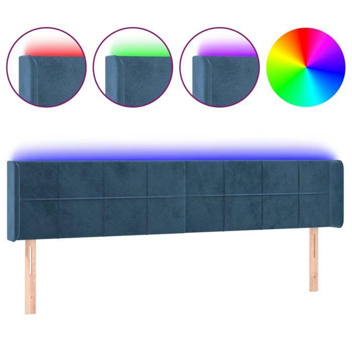 VidaXL LED Headboard Bedroom Furniture Double Bed Accessory Head of Bed Frame Interior Dark Blue 3123294