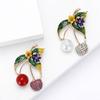 Exquisite Versatile Alloy Rhinestone Cherry Brooch Fashion Versatile Women'S Sweater Coat Corsage Jewelry Pin