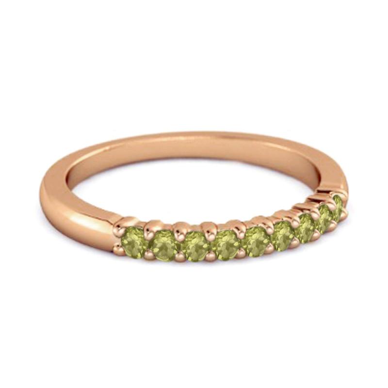 Peridot Round Half Eternity Ring - Sterling Silver Rose Gold Vermeil