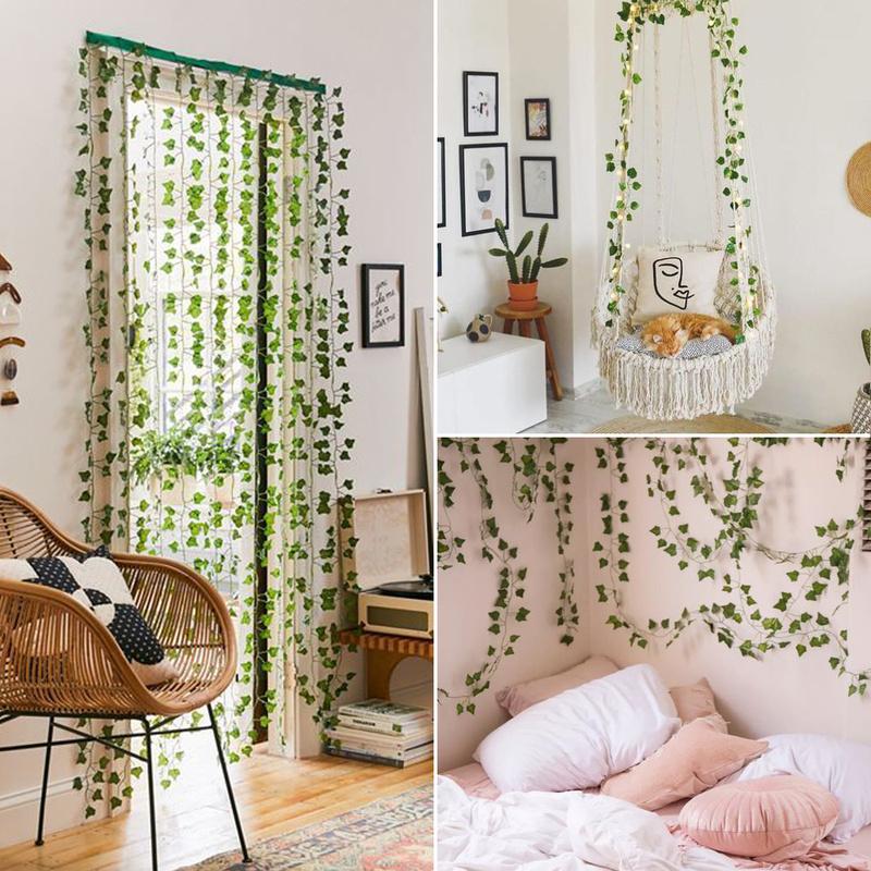 12 шт. 2,1 м искусственная гирлянда из листьев плюща, искусственные растения, имитация лозы, растения, листья винограда для дома, свадьбы, внутреннего и наружного украшения стола