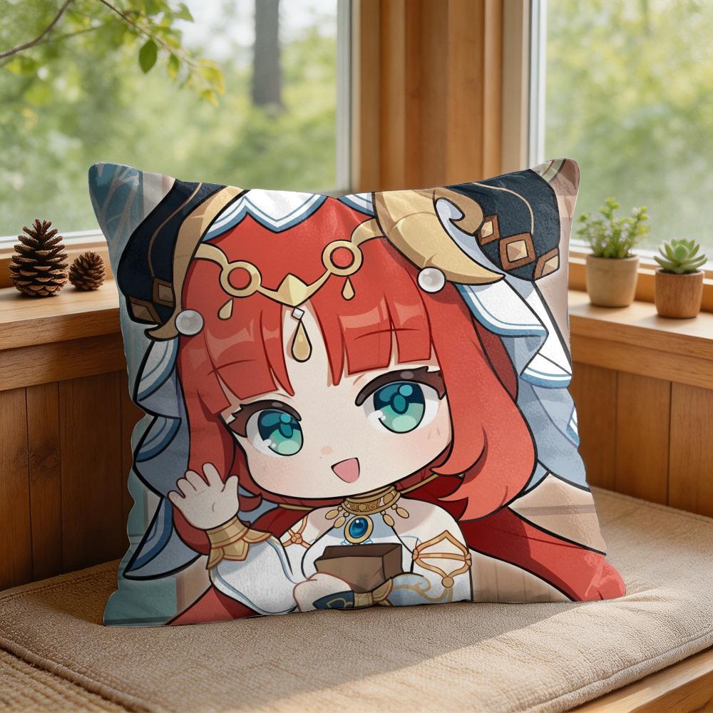 Nilou Cute Genshin Impact Cushion Cover Square Short Plush Pillow Case Living Room Sofa Home Decor Funda X