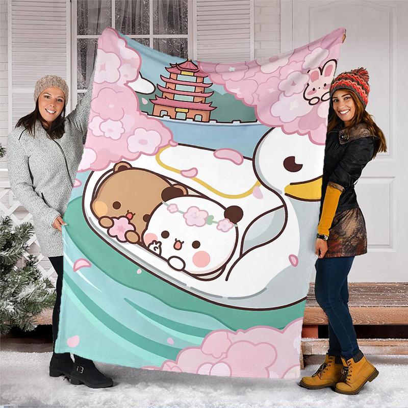 1pc Yier BuBu Bear1 Theme Blanket - Digital Print, Polyester, Cozy for All Seasons, Perfect for Outdoor, Camping, and Travel