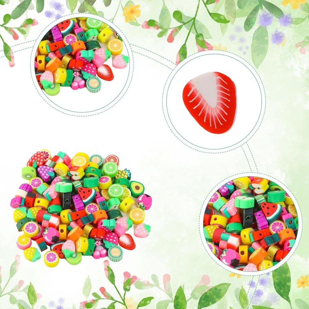 17/27pcs Soft Ceramic Material Fruit Style Clay Beads Interesting Fruit Beads Interval Clay Beads DIY Bracelet Necklace Earrings Keychain Foot Chain