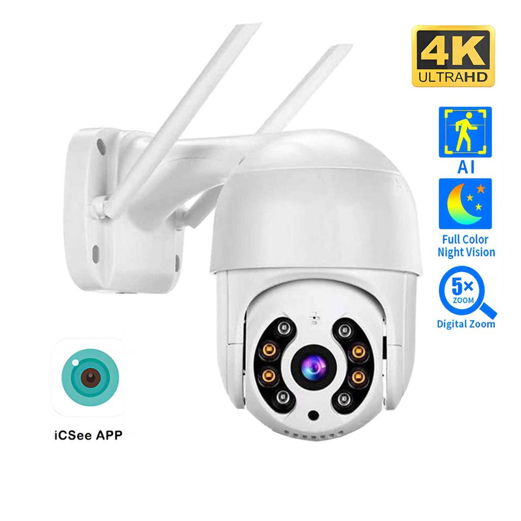 Icsee 400w 4MP Surveillance Waterproof  IP Camera CCTV Security Cam IR+Full Color Night Vision Webcam Surveillance Monitor Support Onvif