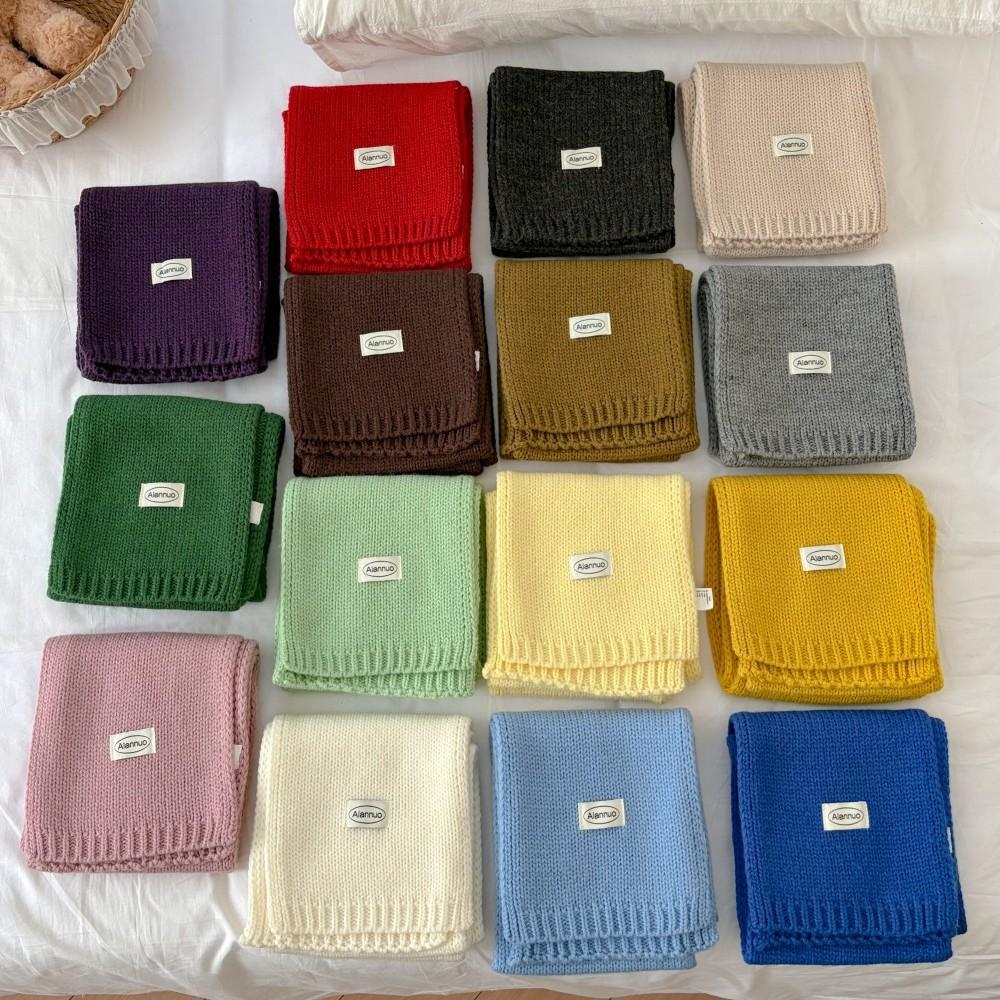 Korean homemade multi-color solid-color scarf autumn and winter fashion versatile warm knitted scarf