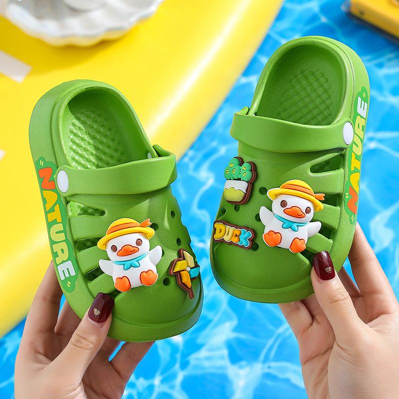 Детские классные тапочки из ЭВА, женская летняя обувь для малышей, пляжная обувь для девочек, нескользящая детская обувь с отверстиями