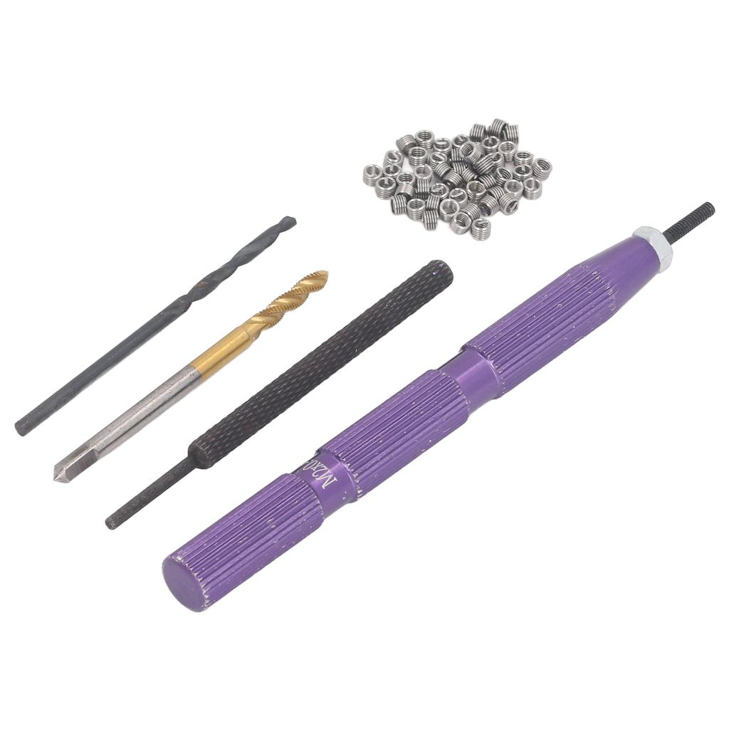54 Pcs Thread Repair Kit M2x0.4x2D Inserts 304 Stainless Steel Thread Installation Tool