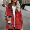 Plus Size Thicker Coat Women Casual Outwear Warm Retro Printed  Hooded Pockets Zipper Spring and Winter Jacket