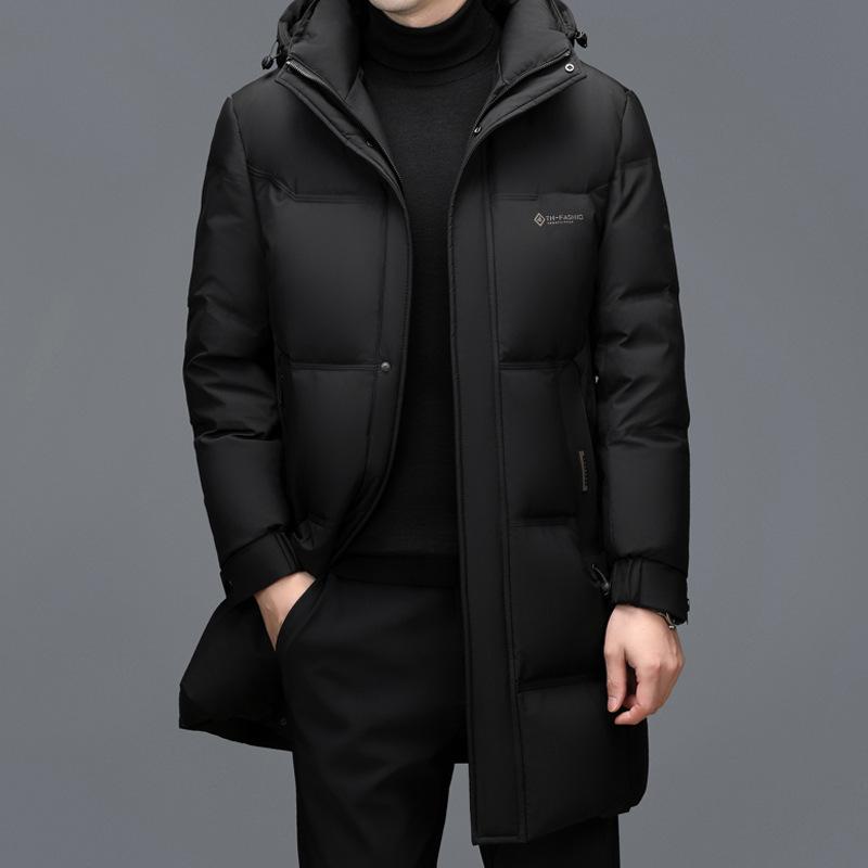 Medium and Long Middle-aged and Elderly Men's Thickened Down Jacket Hooded Casual Jacket Down Jacket Dad Outfit