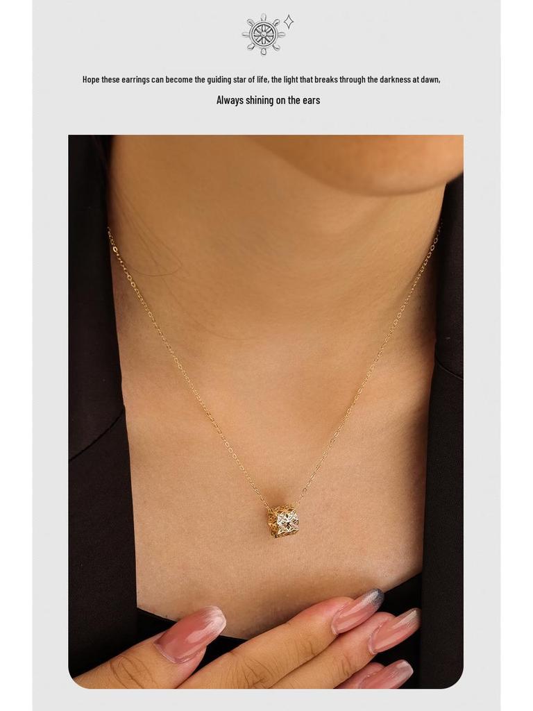 Элегантное ожерелье с подвеской из циркония в два ряда для женщин - Медь, Простой и изысканный дизайн