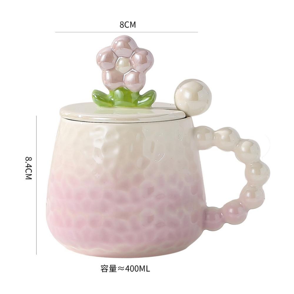 Colorful Flower Ceramic Cup High Value Mug Girl's Heart Souvenir Gradient Pearlescent Glass Cup Coffee Cup