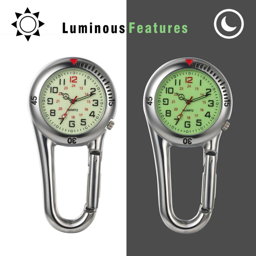 Часы JEWELRYWE с карабином, светящиеся аналоговые водонепроницаемые, с клипсой для альпинистской сумки, спортивные часы, популярный модный аксессуар