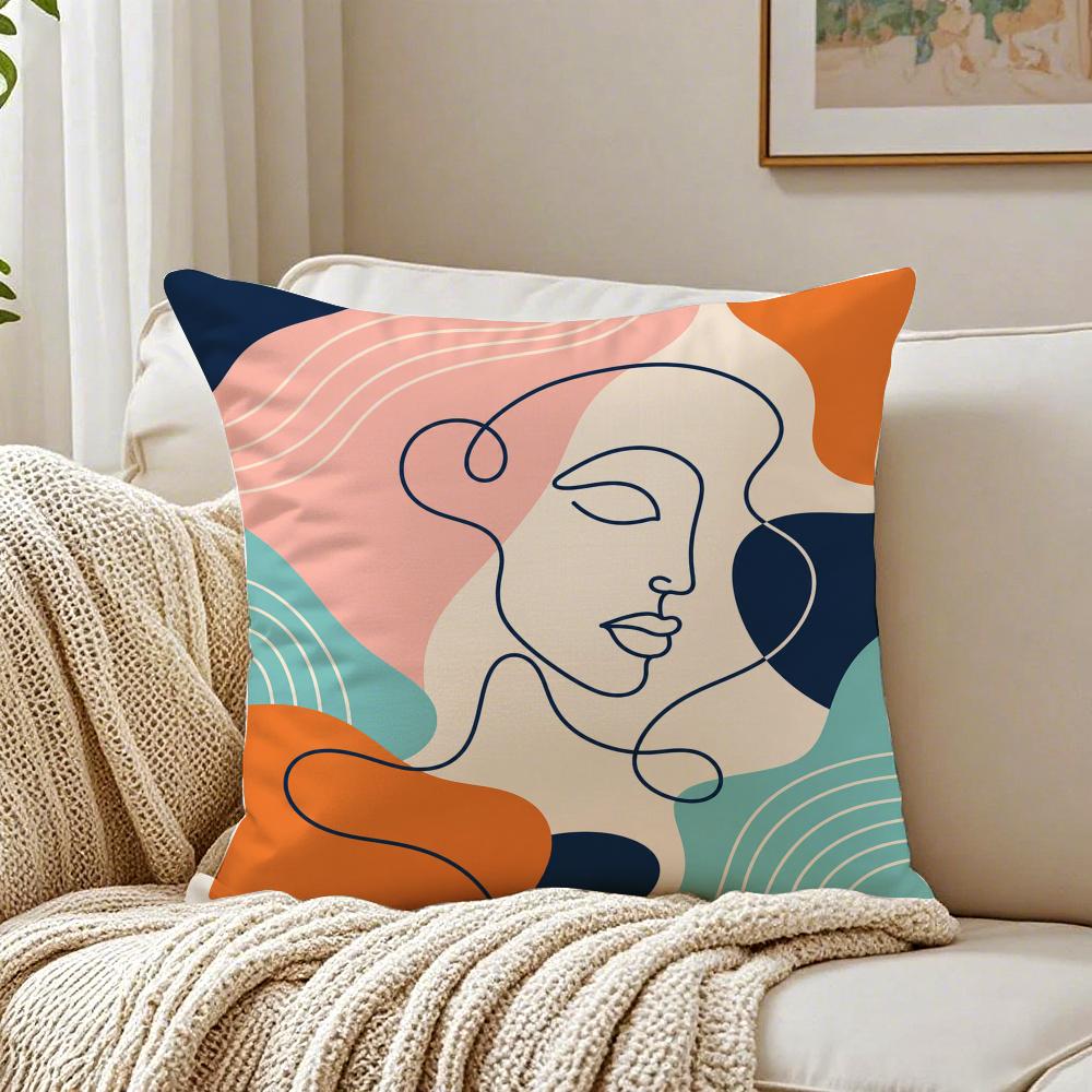 Pretty Boho Abstract Pillow Case Organic Short Plush Cushion Covers Breathable Washable WrinkleResistant