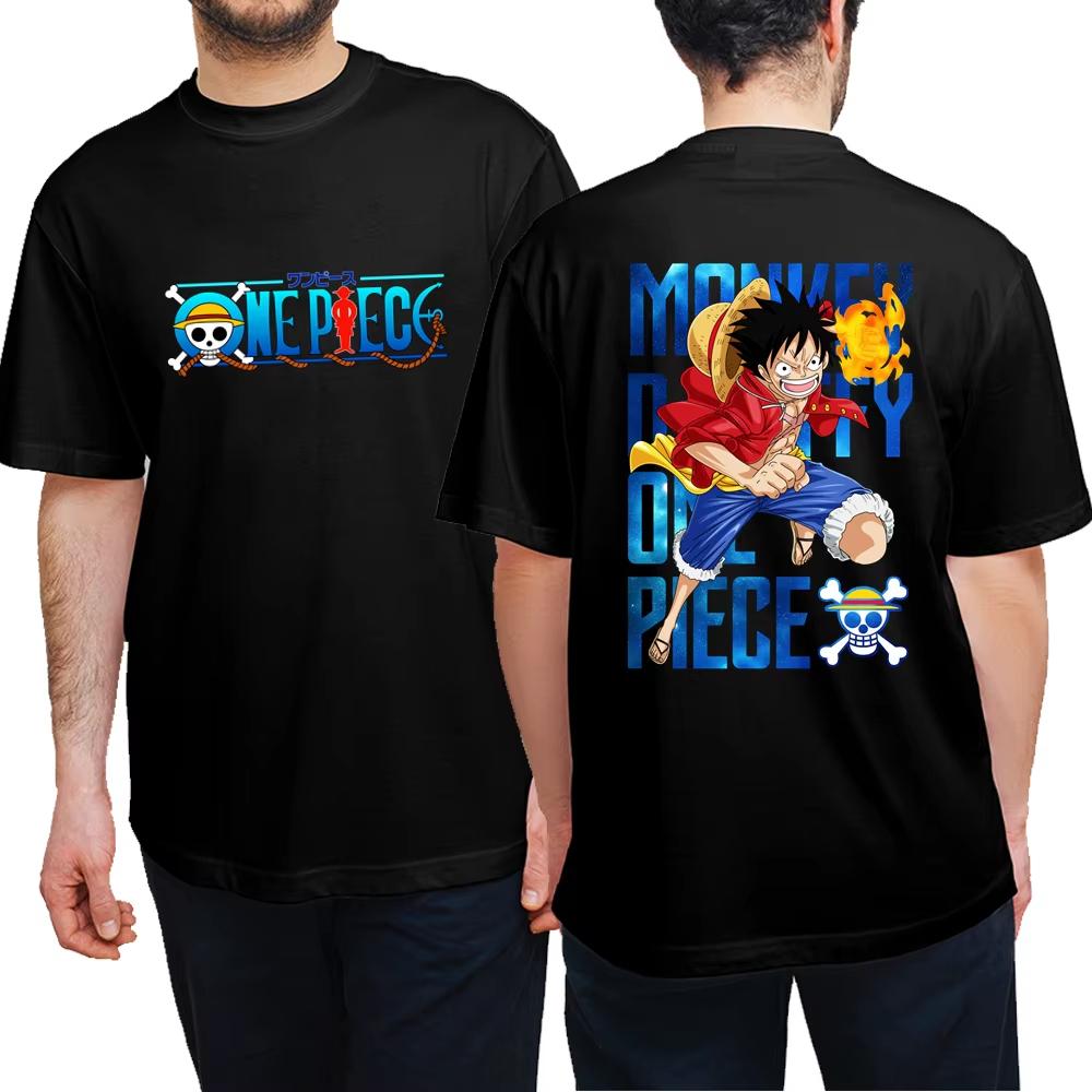 2025 ONE PIECE Анимационный крой Забавная печать Летняя мужская и женская футболка из чистого хлопка Уличная повседневная Удобная трендовая футболка