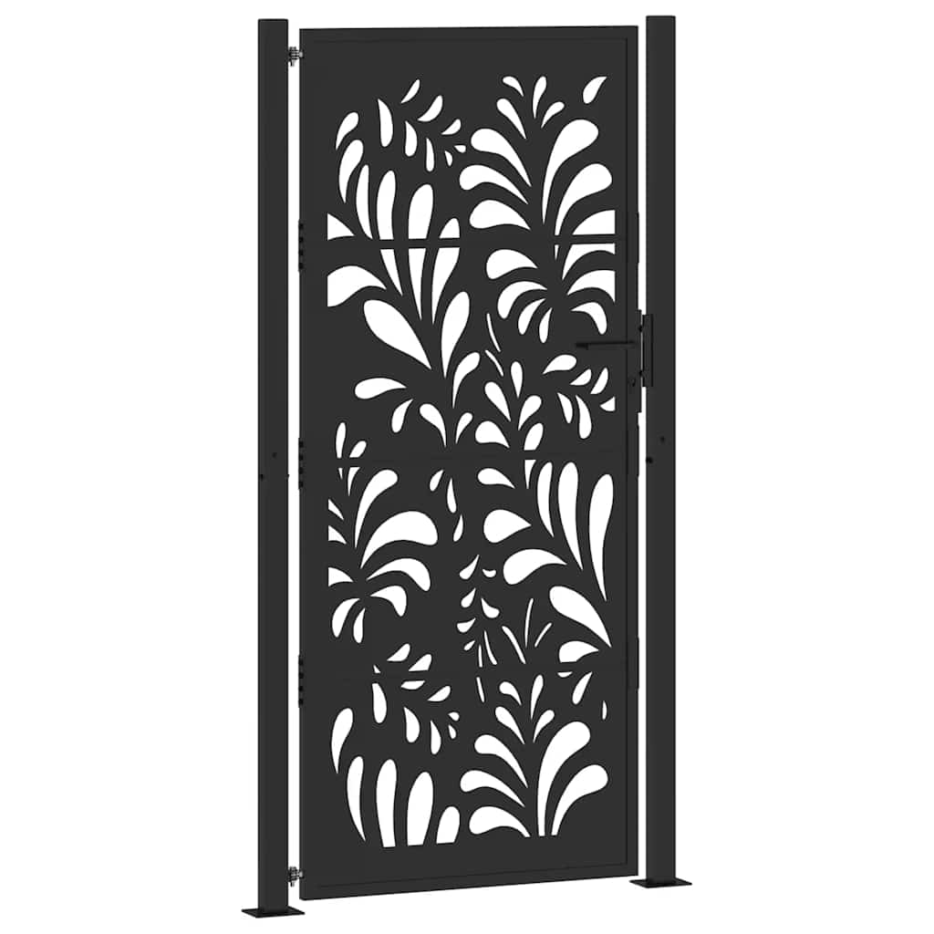 Garden Gate Black 100x200 cm Steel Wavy Design