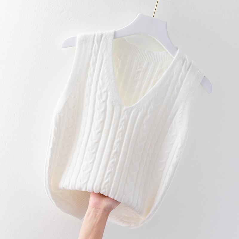 Women's Knitted Vest Spring and Autumn Winter Loose Sleeveless Knitted Sweater Tank Top for Women