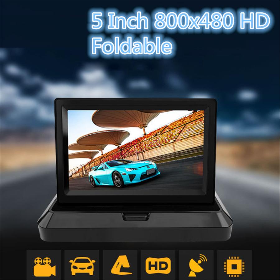 Vehicle 5" HD 800*480 Foldable TFT LCD Reverse Rearview Parking Monitor PAL NTSC
