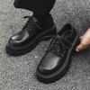 Мужская обувь 2024 новая деловая в британском стиле повседневная на толстой подошве увеличивающая рост с большим носком кожаная обувь рабочая обувь дерби 5052-J