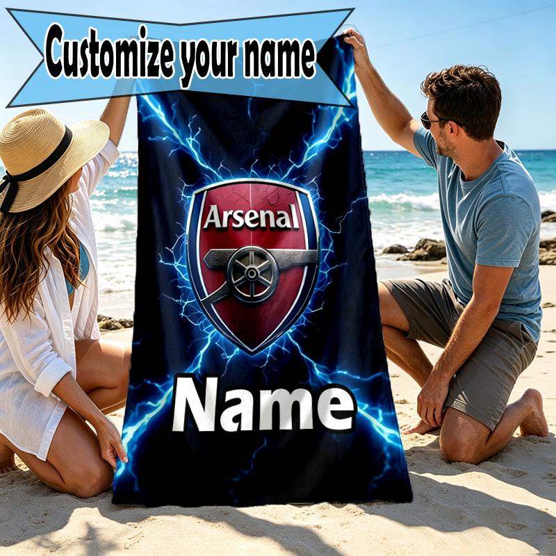 Custom Name Personalized football team Print Beach Towel, for Trip Camping Beach Party Home Decor, Birthday Gift for Family & Friends