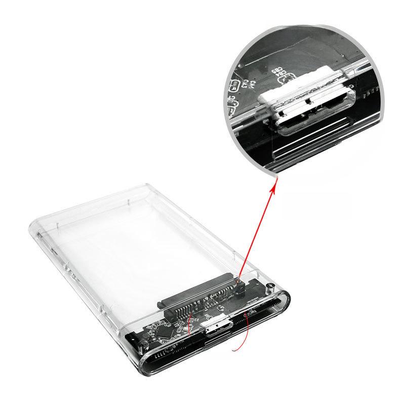 2.5" Transparent ABS USB 3.0 External Hard Drive Enclosure for SSD and HDD