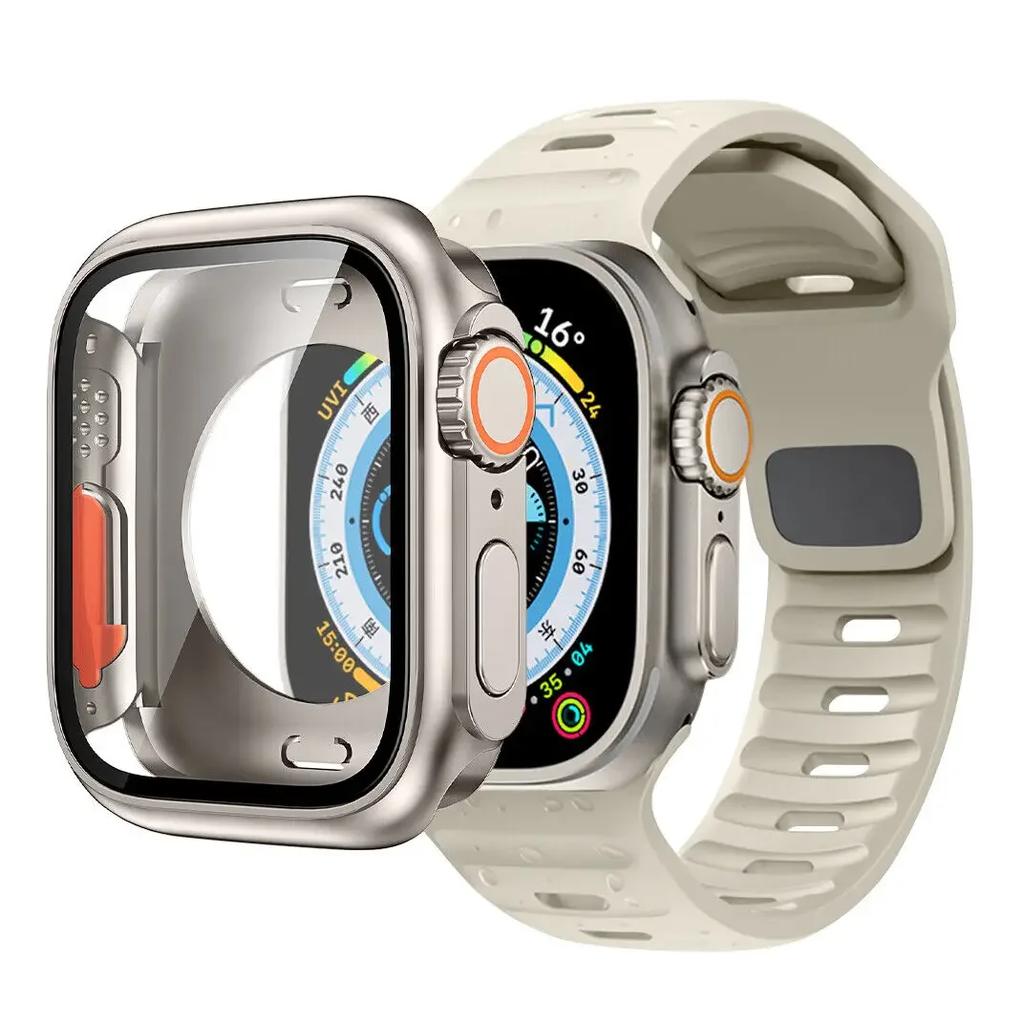 Чехол+Ремешок Для Apple Watch Ремешок 45мм 44мм 41 42 46мм Умный Силиконовый Браслет Iwatch Серия 5 6 Se 7 8 9 10 Заменить на Ультра Чехол