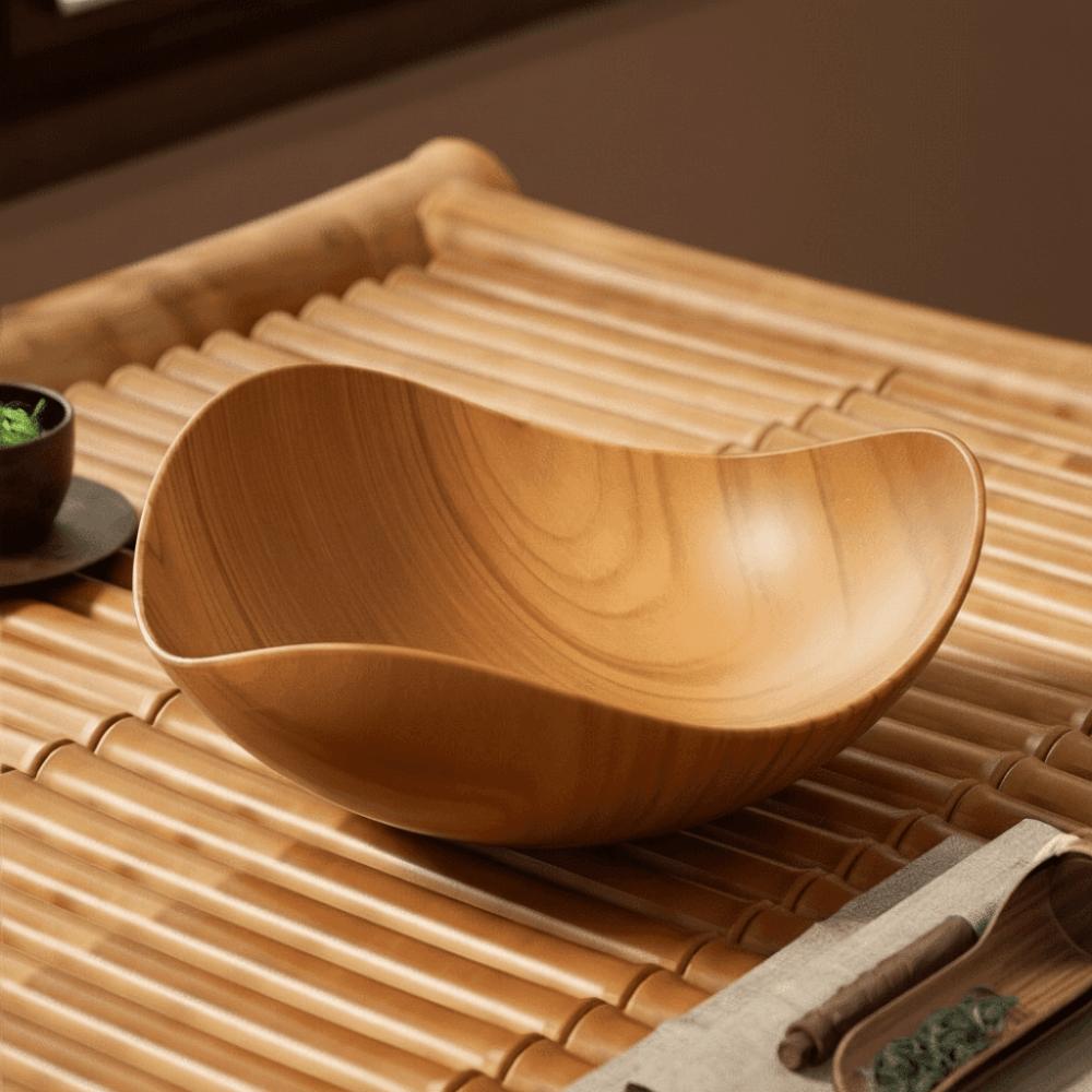 3pcs/set Plastic Imitation Wood Grain Fruit Tray Japanese Style Snack Plate Kitchen Storage