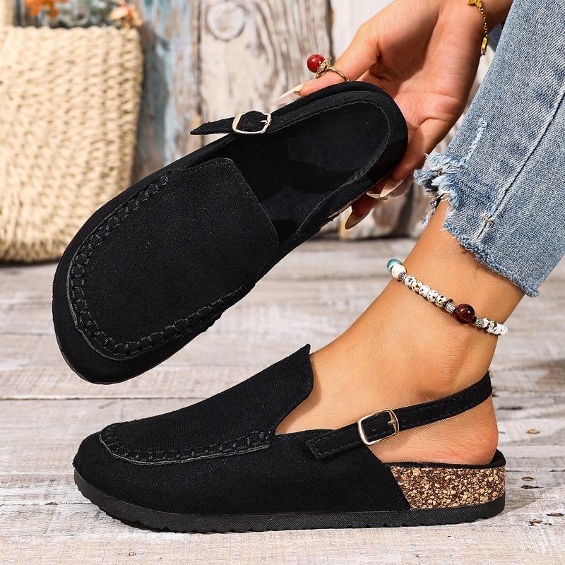 Новая женская обувь с большим носком и открытой пяткой, удобная замша на мягкой подошве, ретро-стиль