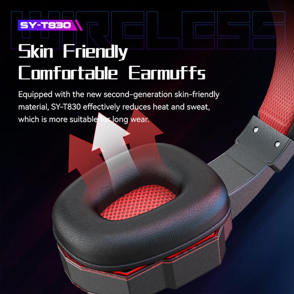 SY-T830 беспроводные игровые наушники Bluetooth 5.1 с мощными басами, стереонаушники с шумоподавлением, шлем с микрофоном, игровая гарнитура с низкой задержкой