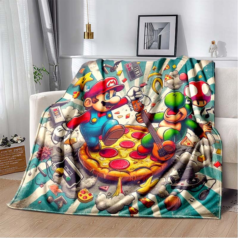 Super Mario game blanket, warm and comfortable flannel blanket, suitable for bedrooms, sofas, beds, chairs