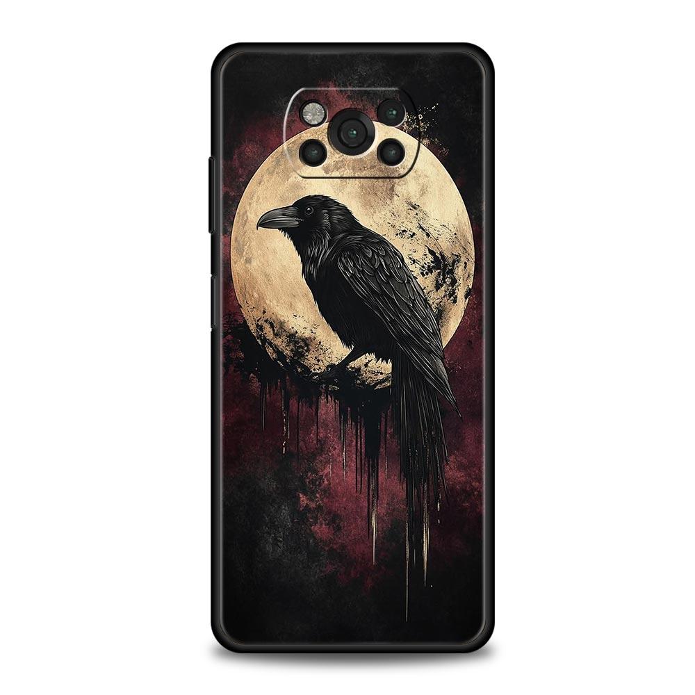 Черный Ворон Чехол для телефона для Xiaomi Poco F7 Ultra F6 F5 F4 F3 X6 X5 X4 X3 NFC C51 C55 M4 GT 5G Мягкий ТПУ Корпус Fundas Capas