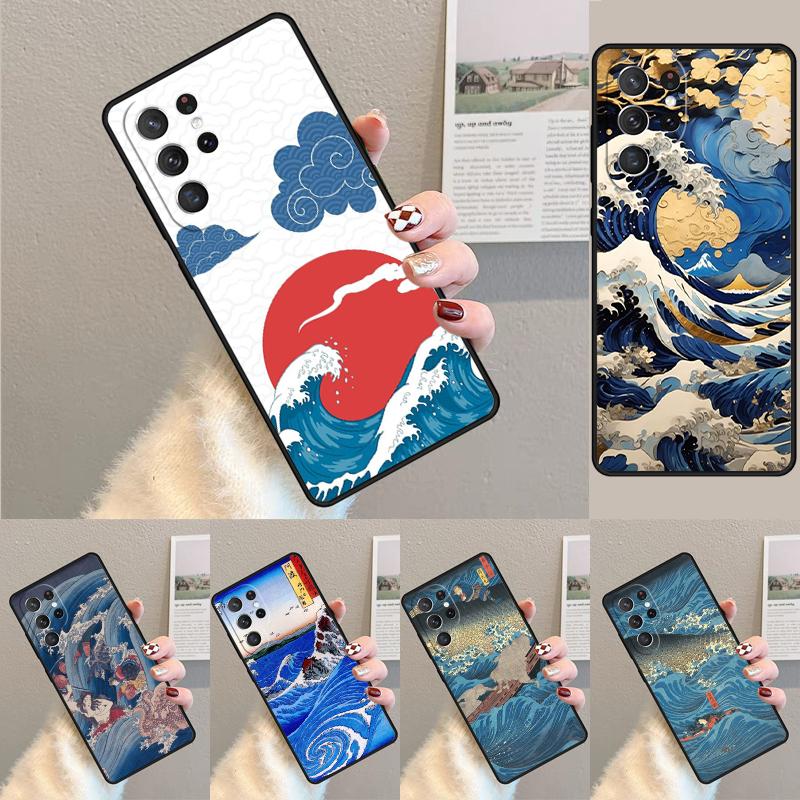 Японский паб Волна Аниме Арт Силиконовый чехол для телефона для Samsung Galaxy note 10 pro S26 S25 S24 S23 S22 S21 Plus S25Ultra Capa Чехол