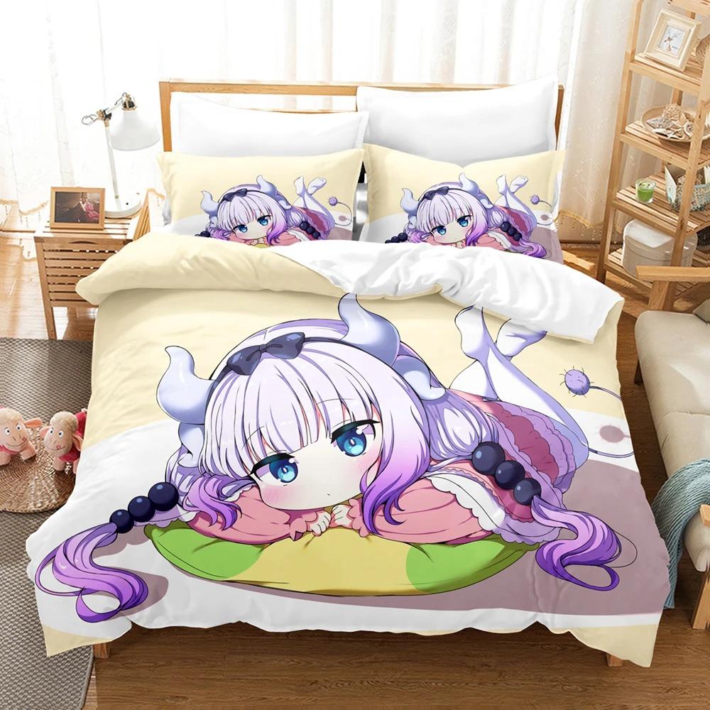 Anime The maid dragon of Kobayashi-san Bedding Set Boys Girls Twin Queen Size Duvet Cover Pillowcase Bed Kids Adult Home Textile