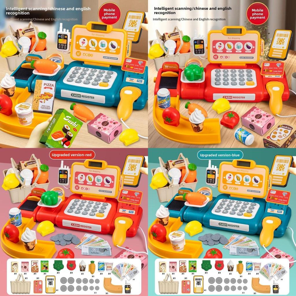 Пластиковая интерактивная игрушка кассовый аппарат для детей с мигающим светом и питанием от батареек