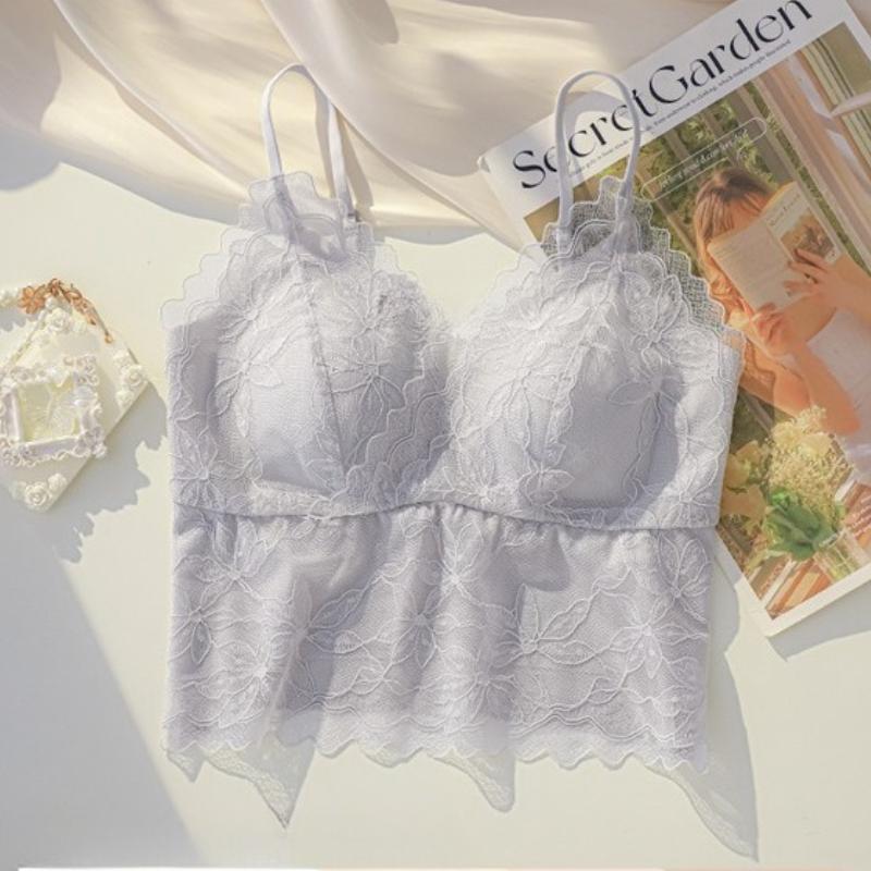 Сексуальные кружевные беспроводные бюстгальтеры для женщин, бесшовное нижнее белье, женский цельный тонкий топ-майка, элегантные топы-ками без рукавов, женские