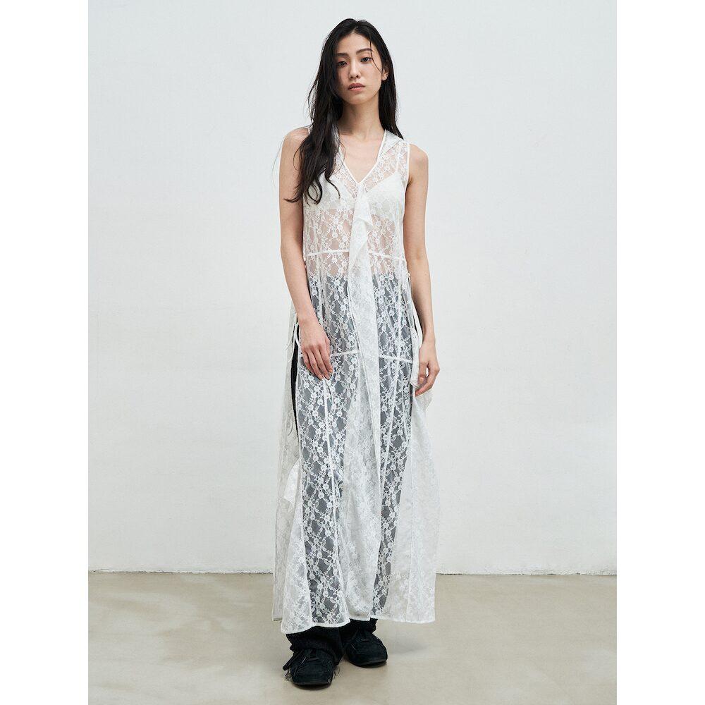 Anggae Lace Hooded Layering Dress White