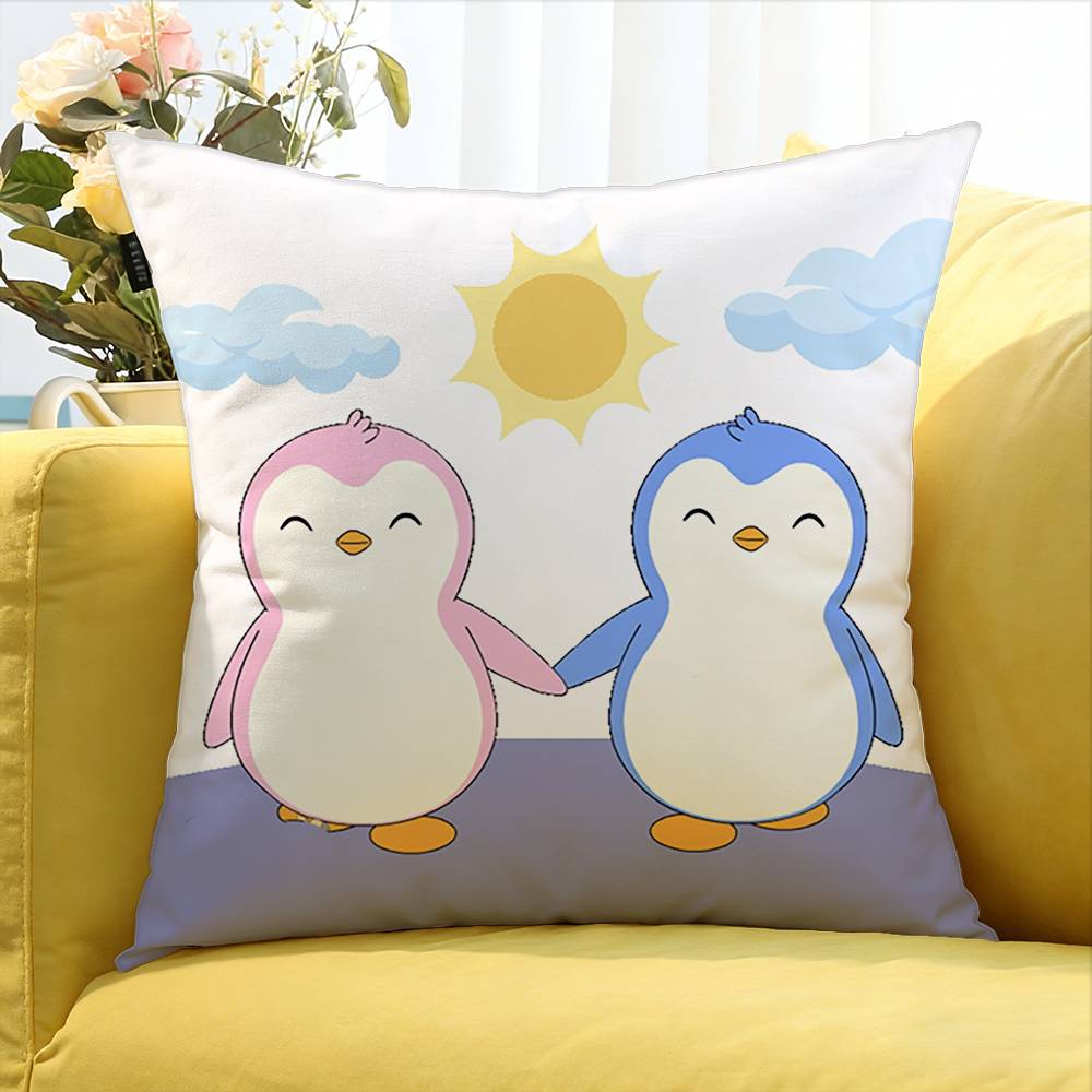 Cute Pudgy Penguin Various Sizes Square Pillow Case For Car Home Bedchamber Decor