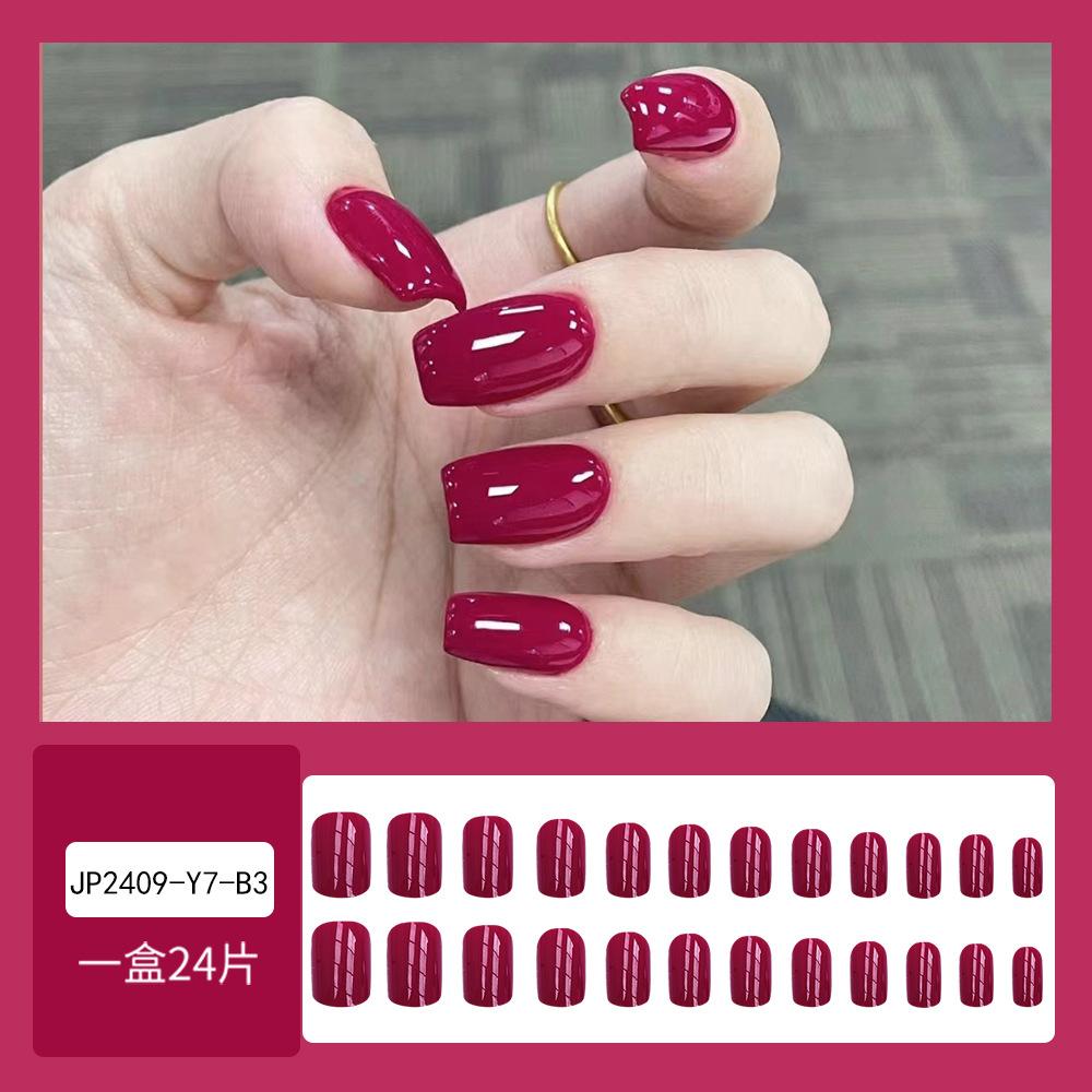 24 шт./компл. быстрые ногти розово-красные накладные ногти глянцевый носимый маникюр DIY готовые наклейки для ногтей