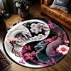 Yin Yang Dragon Printed Round Carpets for Home Living Room Rug Bedroom Decor Rug Non Slip Washable Flannel Floor Mat
