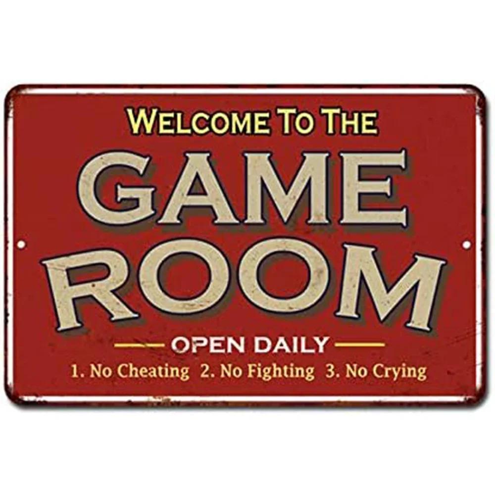D Gaming Room Metal Tin Signs Welcome To The Game Room Poster Boy Bedroom Decor Iron Plate Youth Dormitory Wall Decoration P